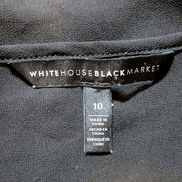 White House Black Market Maggie Pleated Sleeve Blouse in Black - Picture 2 of 14